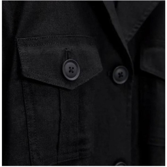 NEW ZARA Linen Blend Windbreaker linen/cotton blend black - Picture 6 of 7